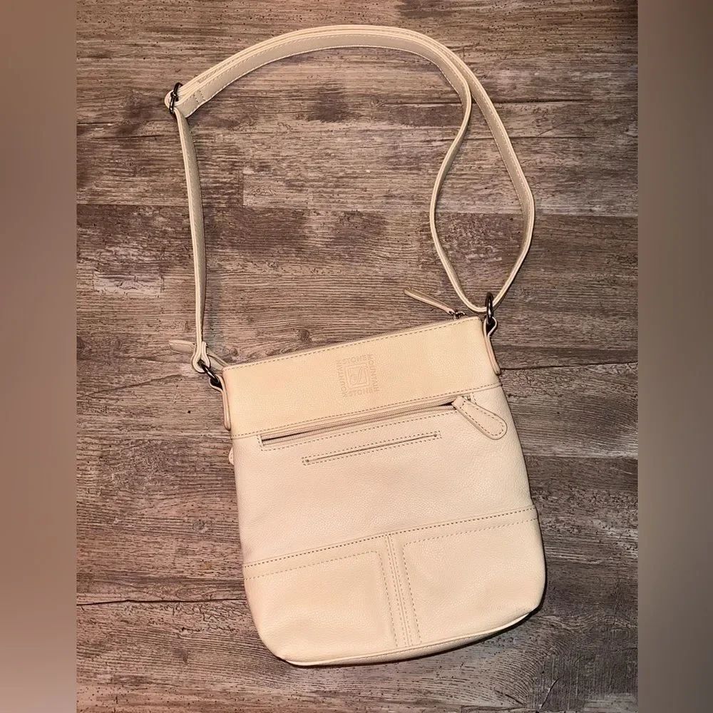 Stone Mountain Crossbody Handbag Women cream Faux Leather Organizer Travel Bag